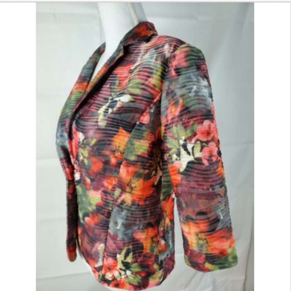Erin London Small Red Floral Blazer Jacket - Picture 4 of 7